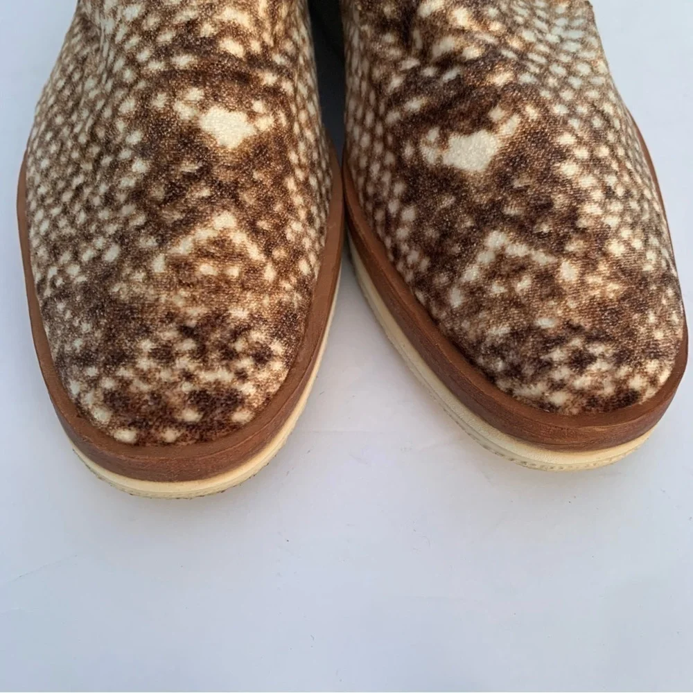 Free People Bohemian Western Snake Eyes Brown and White Loafer Slip Ons